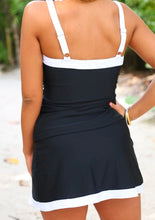 Load image into Gallery viewer, Hit The Pool Skirted Swimsuit, Black/White (Preorder)

