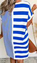 Load image into Gallery viewer, Stripe Mixed Short Sleeve Shift Mini Tee Dress
