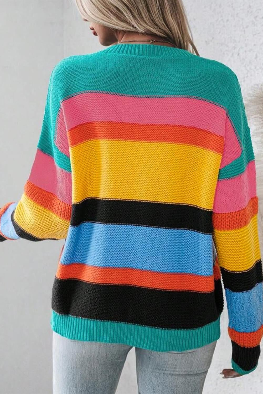 Colorblock Mixed Textured 
Sweater