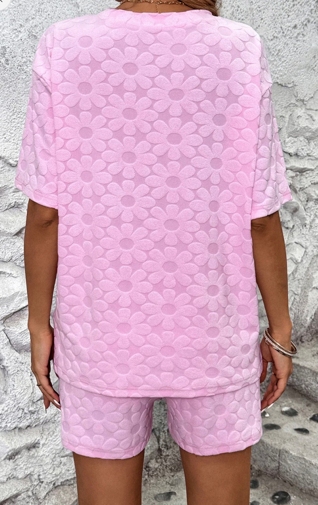 Pink Flower Textured Set