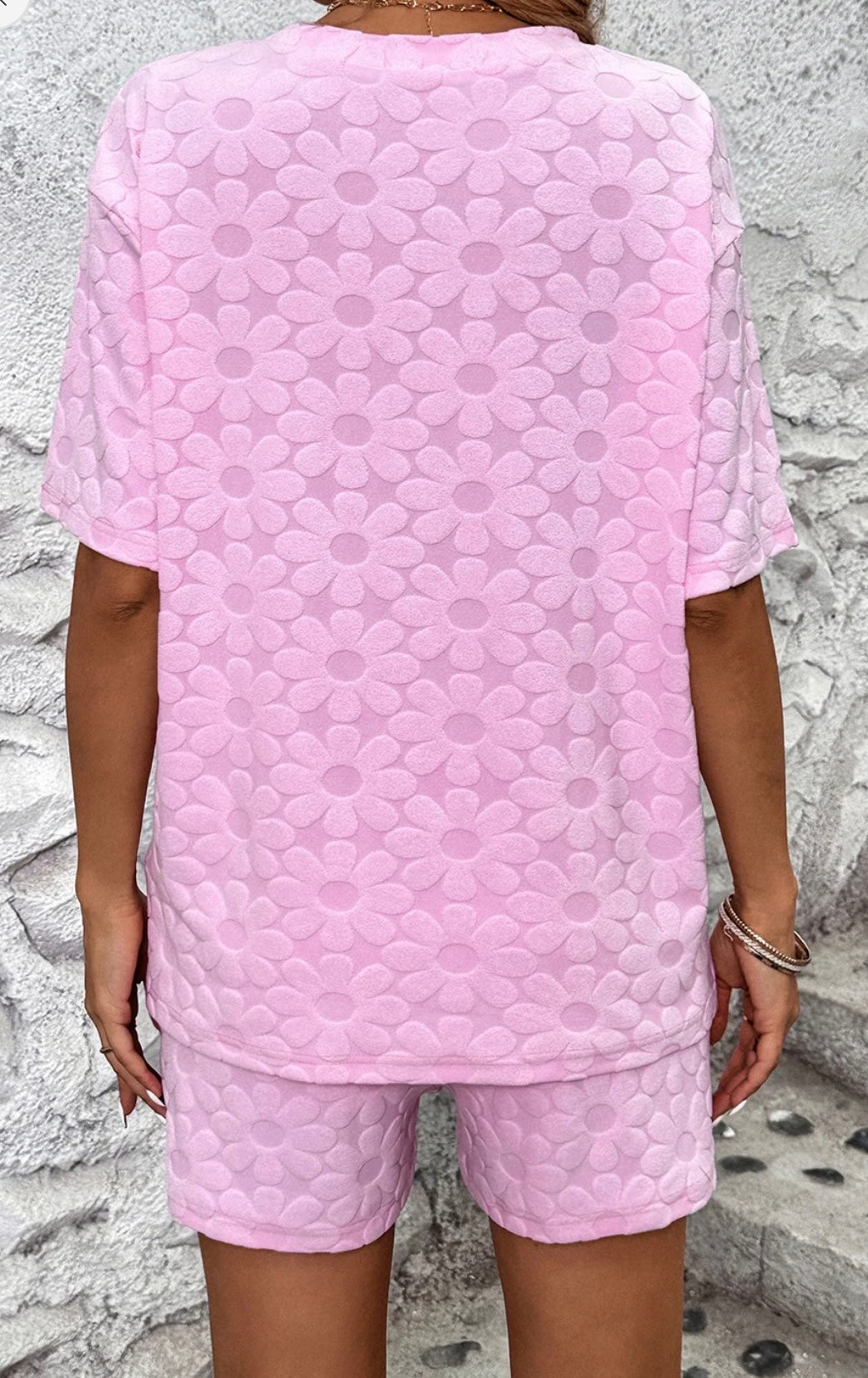 Pink Flower Textured Set
