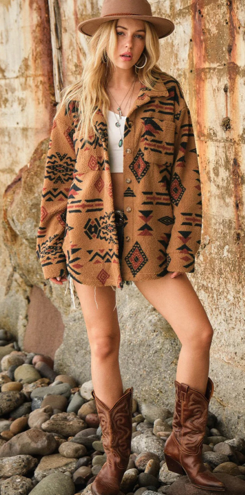 Aztec Print Sherpa Jacket