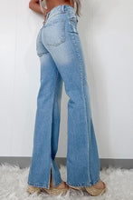 Load image into Gallery viewer, High Rise Shift Slit Leg Straight Jeans
