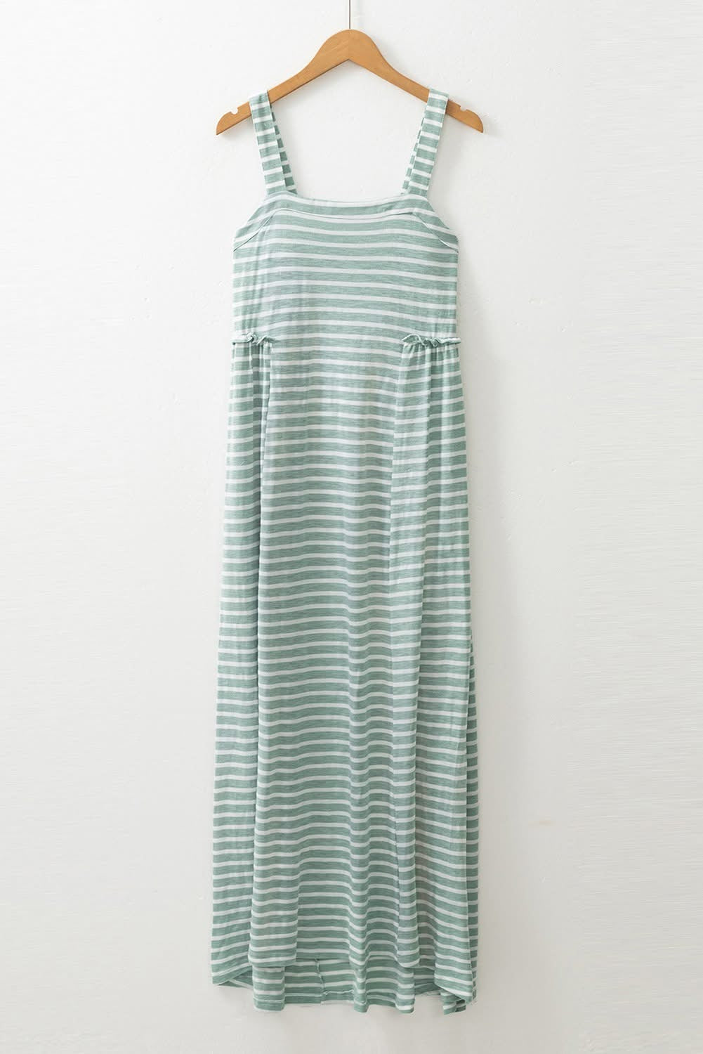 Green Stripe High Waist Sleeveless Maxi Dress