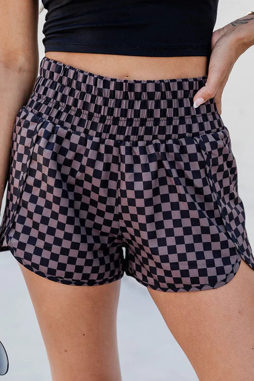 Black Check Shorts