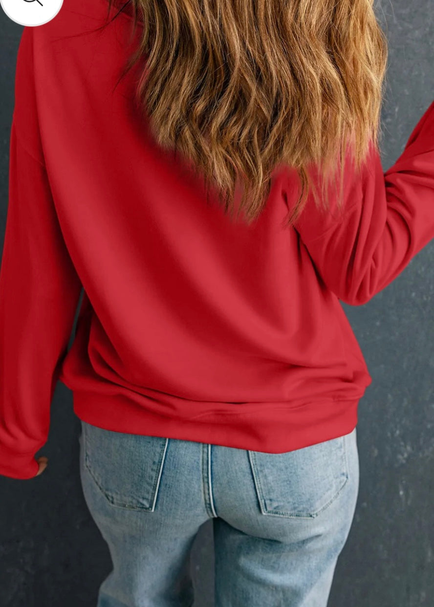 Letter Graphic Round Neck Long Sleeve Sweatshirt