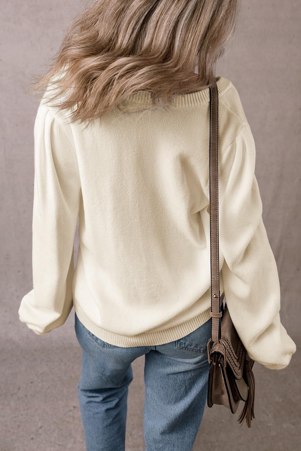 Apricot Pleated 
Sweater Cardigan