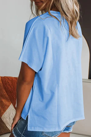 FLORAL OASIS BLUE LOOSE T-SHIRT **SHIPPING EXPECTED TO BEGIN ON DATE 5/12**