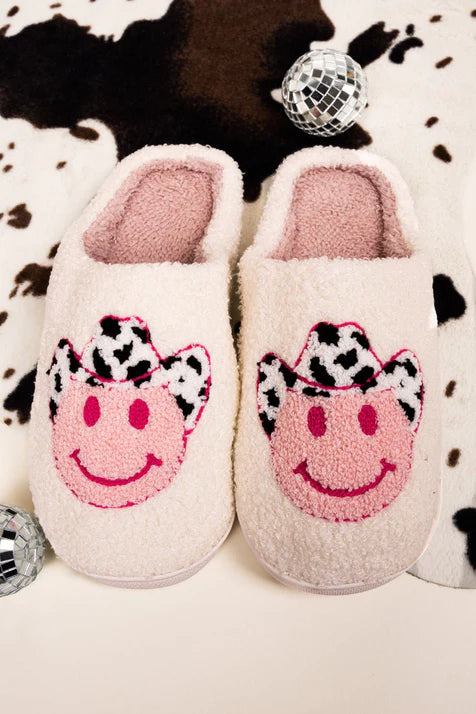 Cowgirl Happy Vibes Plush Slippers