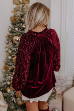 Load image into Gallery viewer, Red Dahlia Sequin Velvet Top
