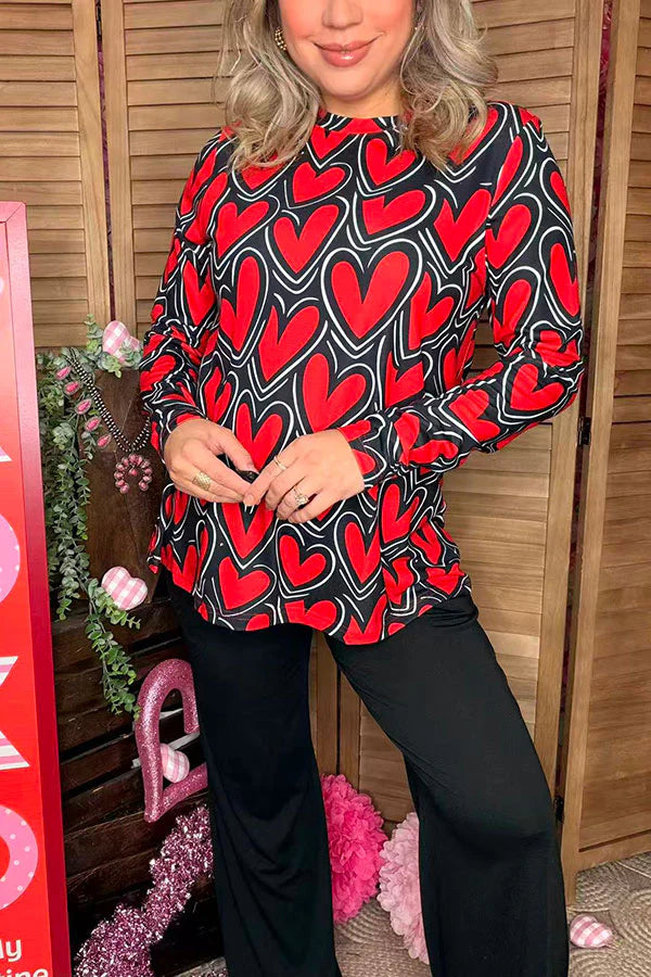 Valentine’s Hearts printed long sleeves