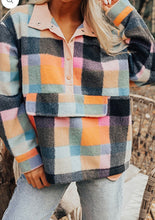 Load image into Gallery viewer, Plaid Pocketed Button Collar Sweatshirt
