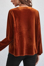 Load image into Gallery viewer, Unique Charm Gold Flame Lantern beaded 
v neck velvet Top
