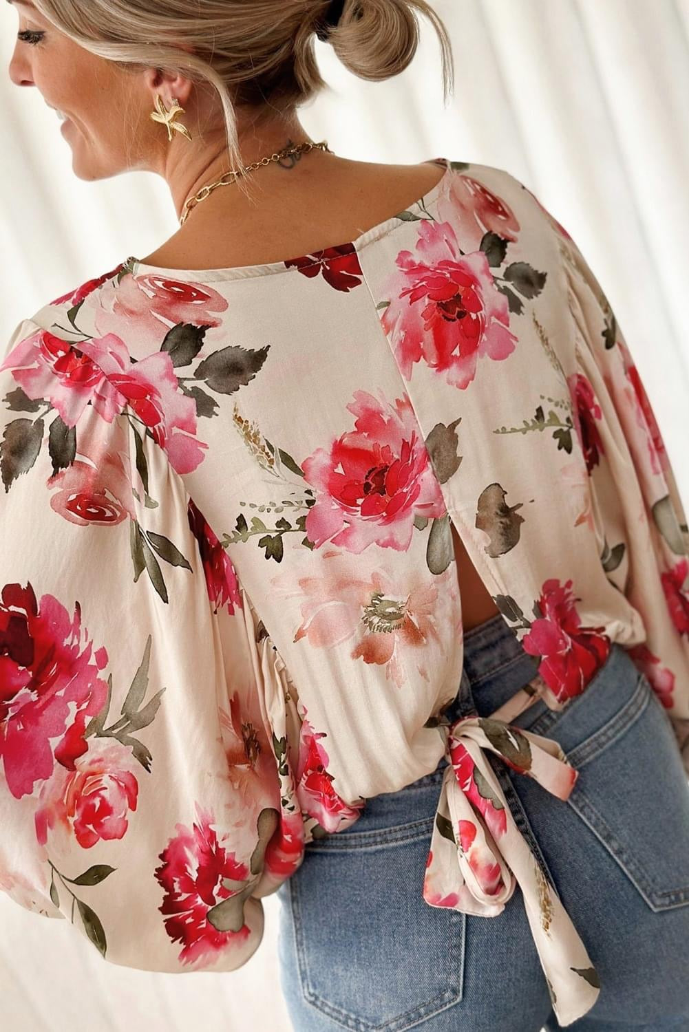 Rose Floral 3/4 Sleeve Blouse