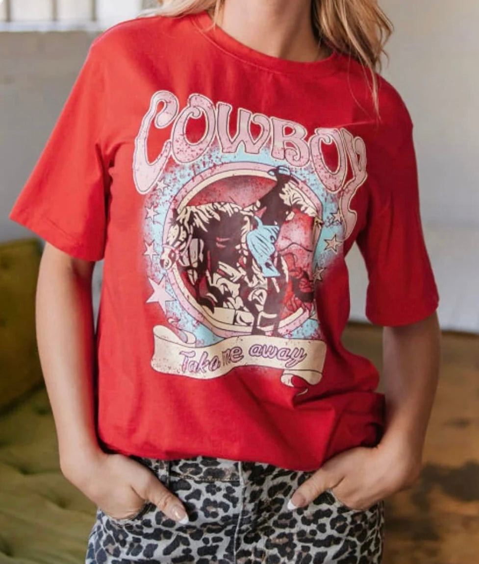 COWBOY Round Neck Short Sleeve T-Shirt