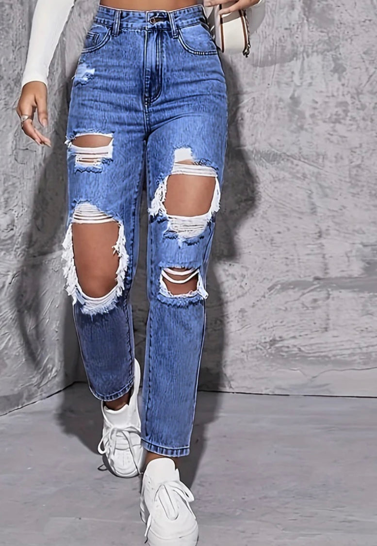 High Waist Ripped Jeans