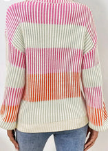 Load image into Gallery viewer, Colorblock Textured Knit Bubble Sleeve Sweater
