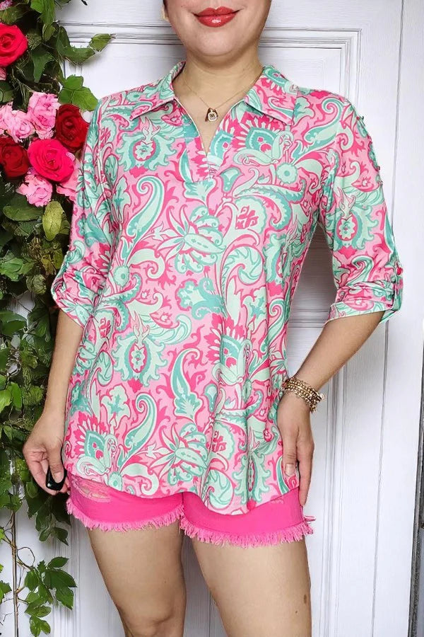 Mint Paisley Printed Blouse