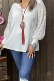 White Women Top w/lace long sleeves