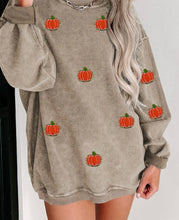 Load image into Gallery viewer, Pumpkin Round Neck Long Sleeve Sweatshirt
