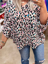 Load image into Gallery viewer, Plus Size Leopard Vneck Batwing Sleeve Top
