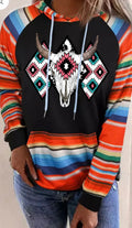 Western Patchwork Pocketed Hoodie