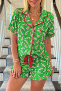 Christmas Candy Cane Print Pocketed Lounge Set