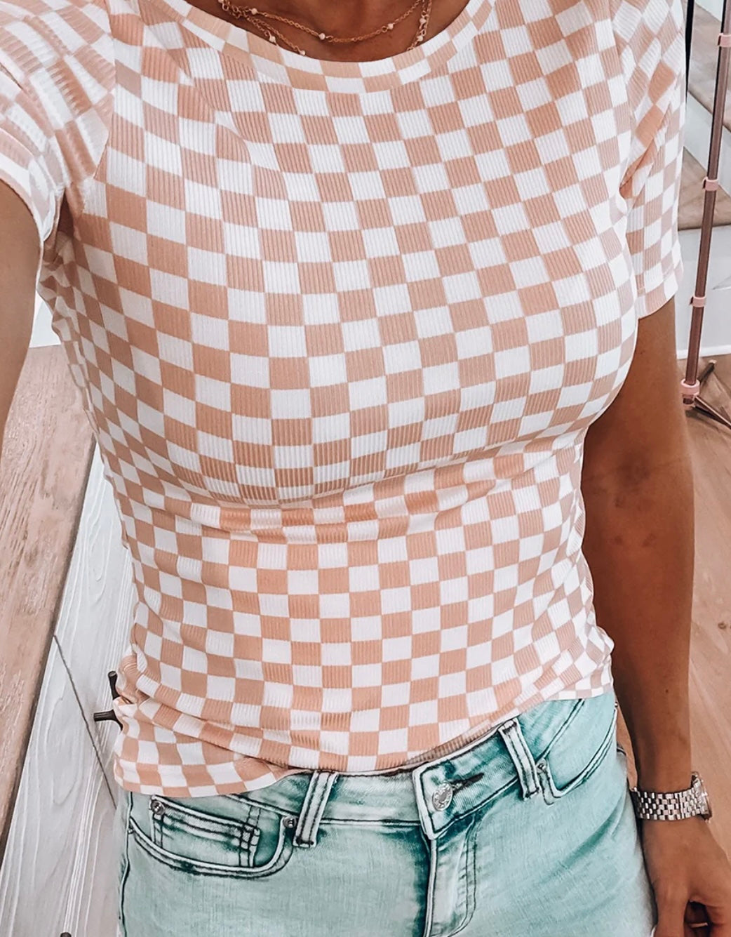 Pink Checkered Top