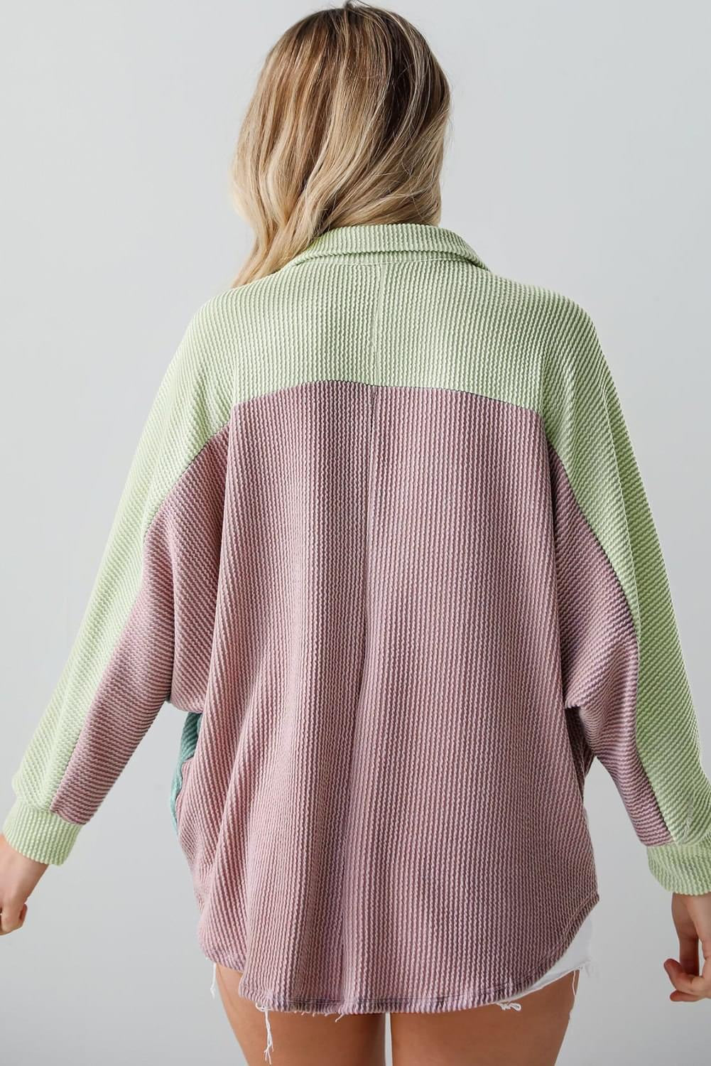 Cozy Paradise Corded Knit Buttoned  Shirt