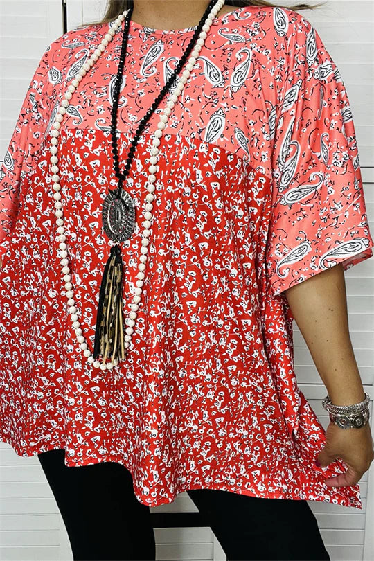 Multi color floral printed short sleeve loose women blouse
