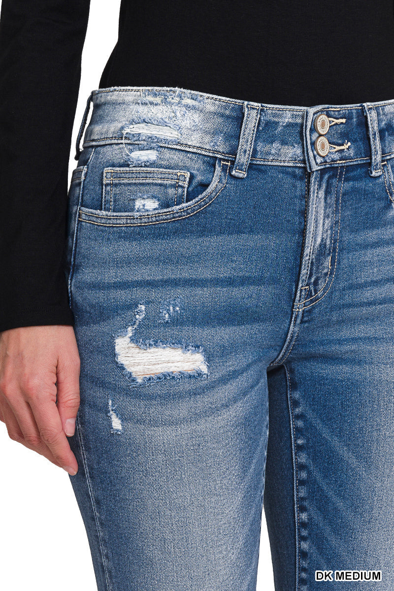 Distressed Flare Dark Wash Jeans