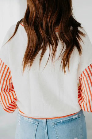 ORANGE STRIPE PULLOVER **SHIPPING EXPECTED TO BEGIN ON DATE 9/8**