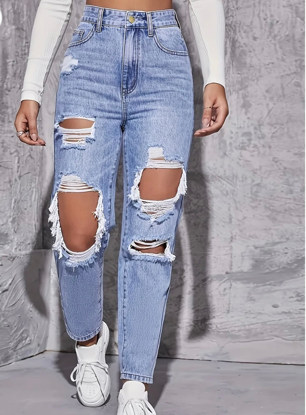 High Waist Ripped Jeans