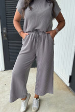 Load image into Gallery viewer, Solid Corded Wide Leg Pants Set
