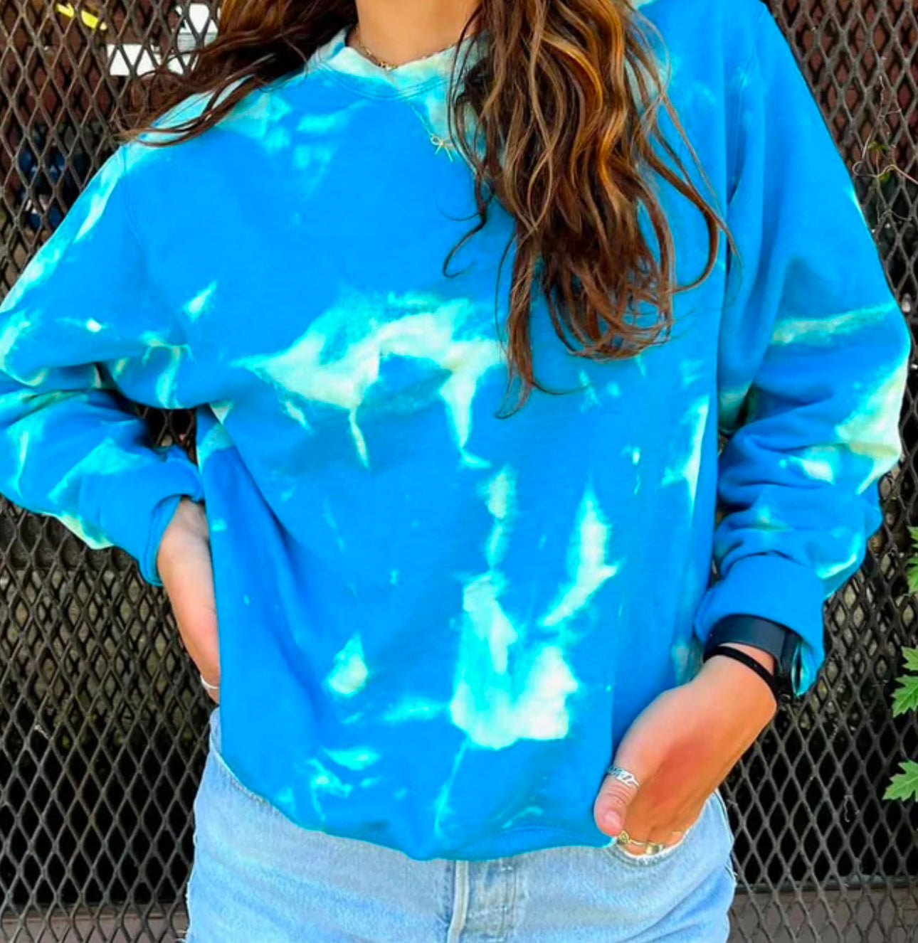 Acid Wash Neon Blue Sweatshirt