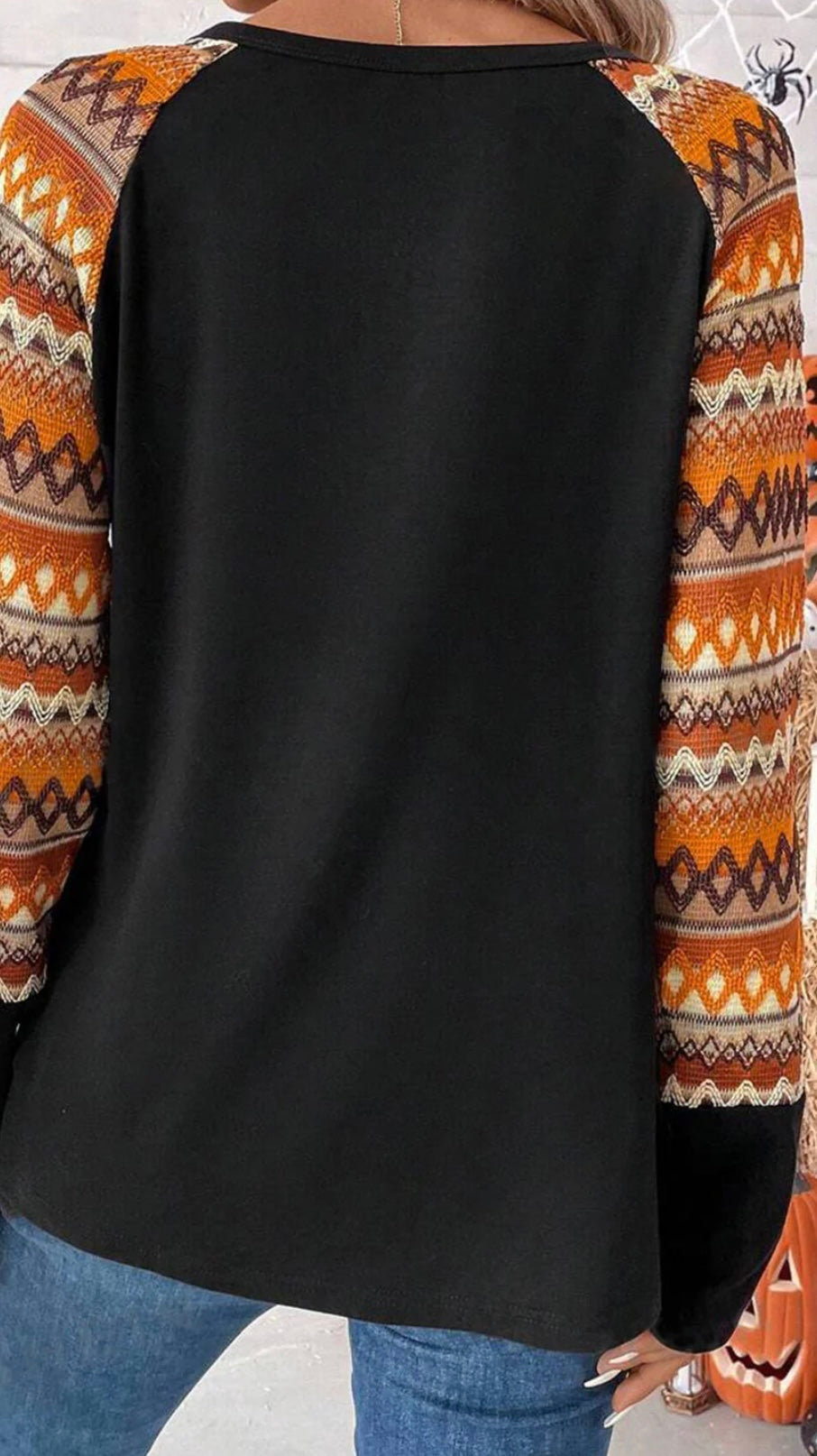 Geo Print Raglan Patchwork Tee