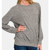 Load image into Gallery viewer, Zenana Full Size Melange Round Neck Top
