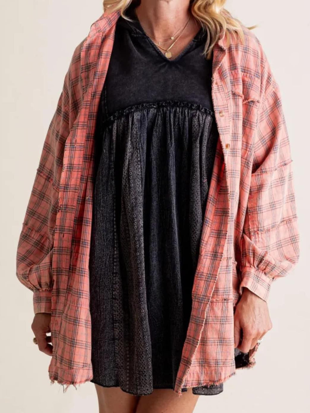 Pocket Raw Edge Washed Shirt Shacket