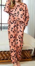 Load image into Gallery viewer, Leopard Round Neck Top and Pants Lounge Set
