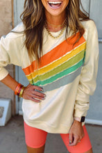 Load image into Gallery viewer, Rainbow Colorblock Striped Sweatshirt
