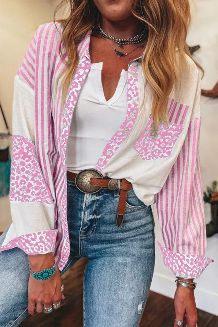 Leopard Striped Western Casual Shirt