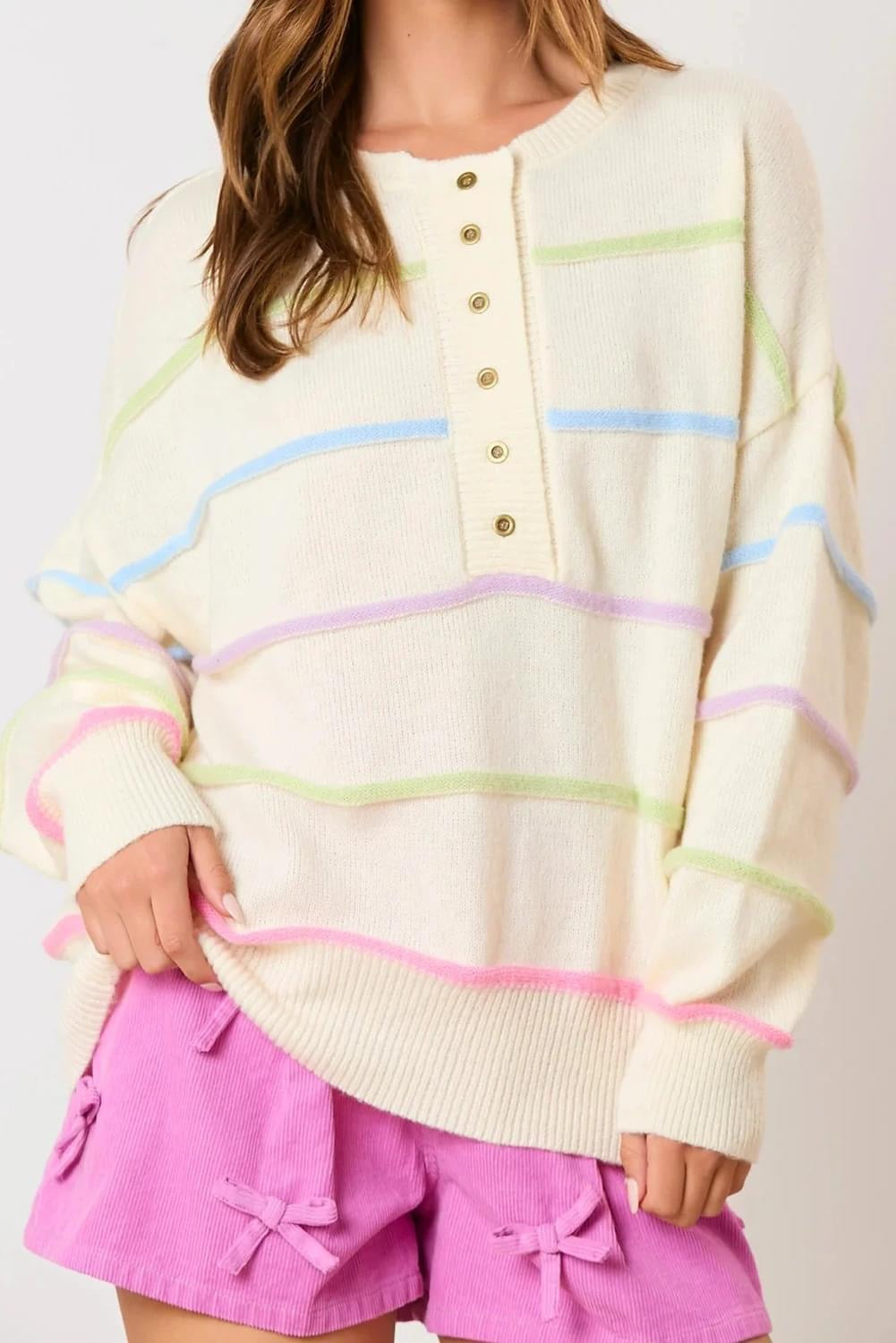 Rainbow Stripes Cozy Sweater