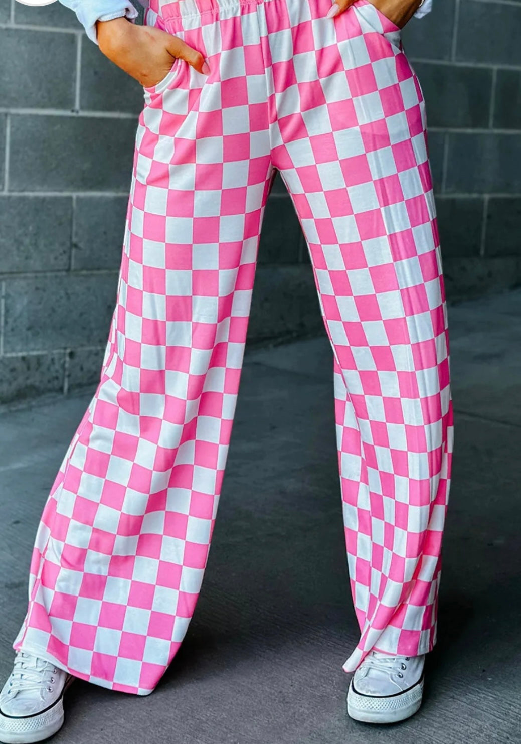 Checkered Wide Leg Pants