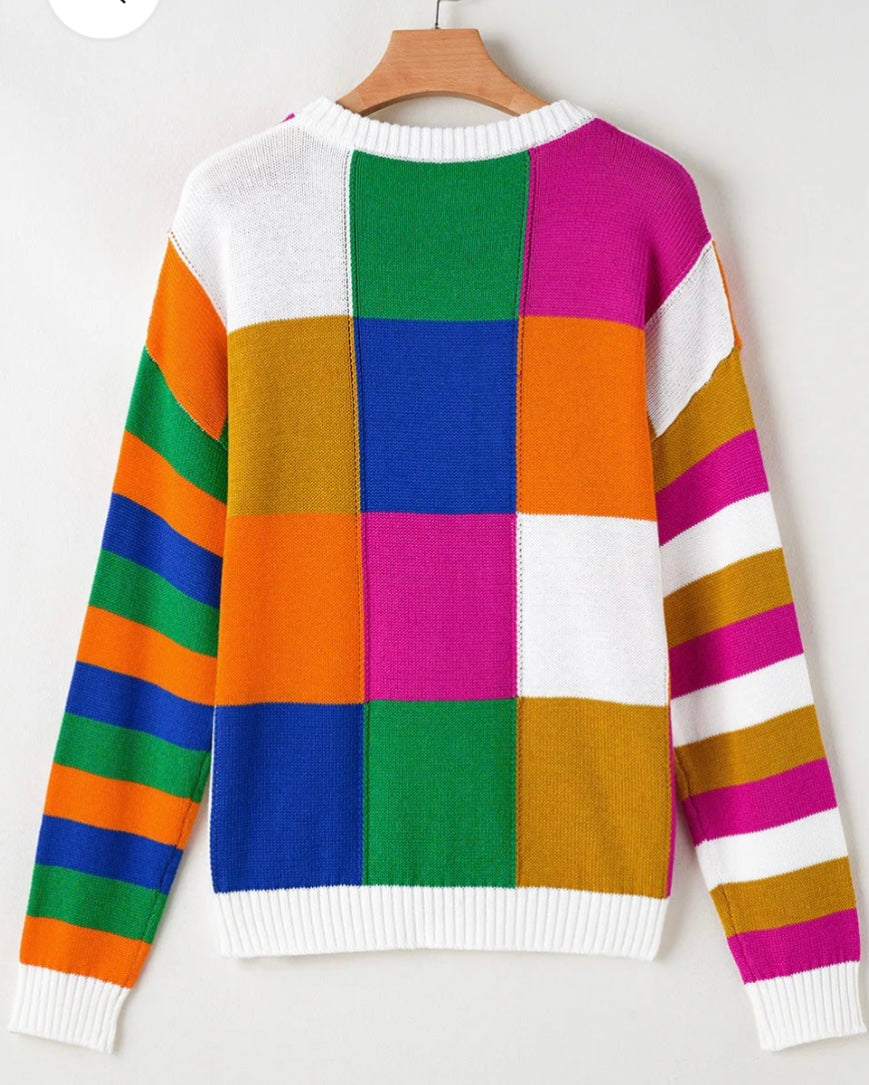 Color Block Long Sleeve Sweater