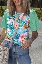 Load image into Gallery viewer, Green Floral Eyelet Embroidered Crew Neck Top
