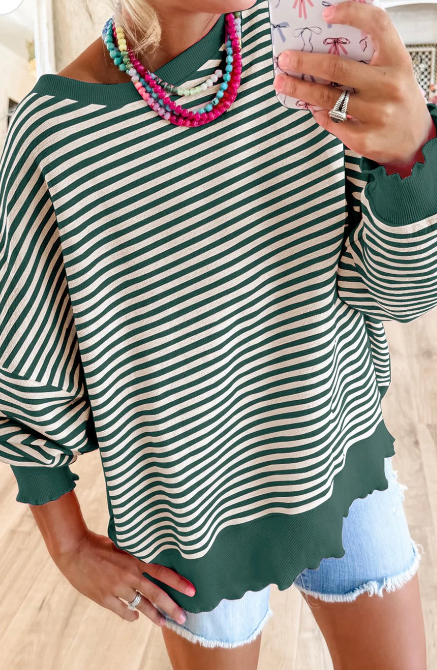 Cozy Striped Oversized Sweatshirt