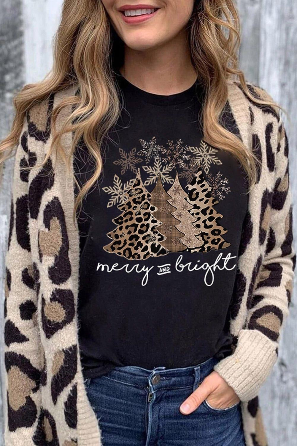 Leopard Christmas Tree T shirt