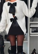 Load image into Gallery viewer, Bow Slit Back Round Neck Sweater
