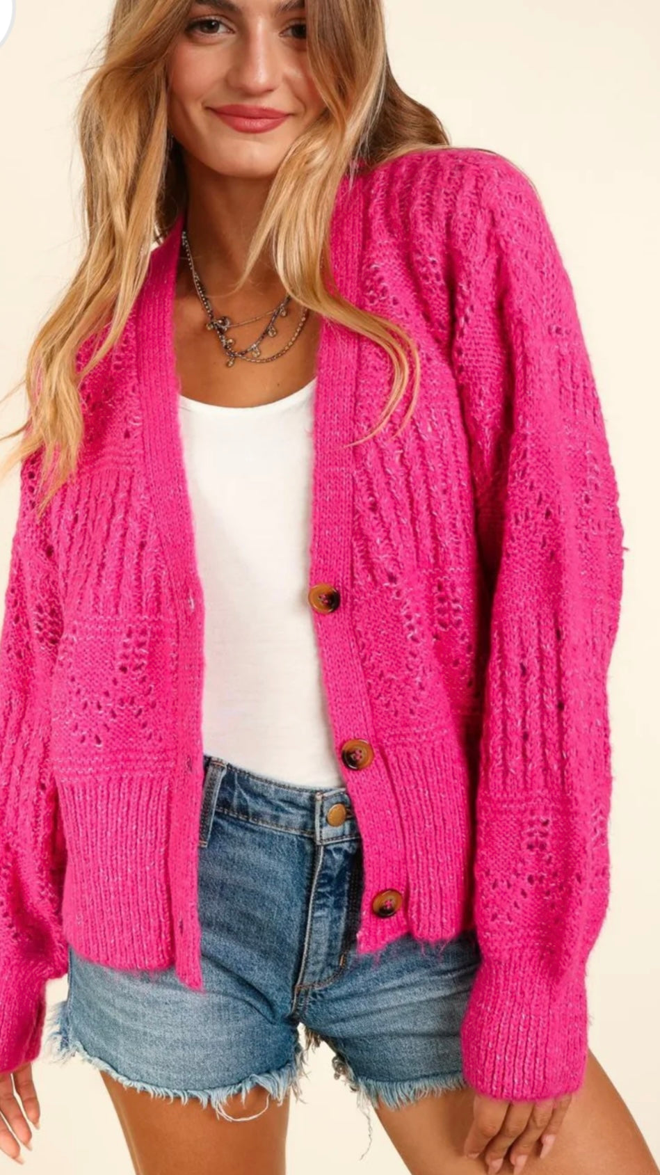 Haptics Full Size Button Down Crop Long Sleeve Cardigan