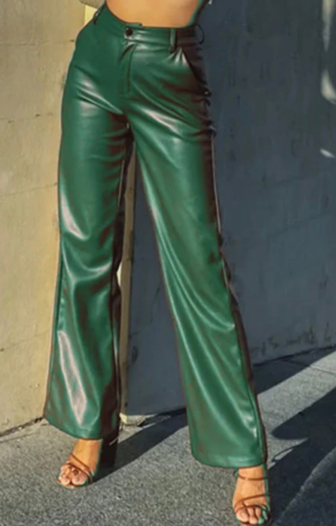 PU Leather Wide-leg Pants